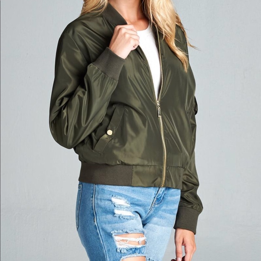 Dark Olive Bomber Jacket